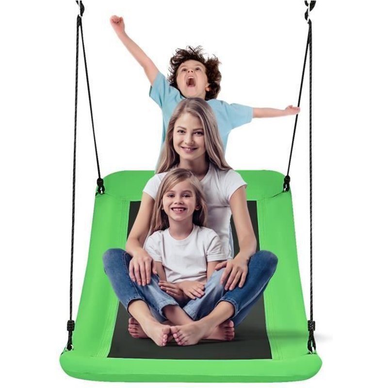 Costway Balançoire Nid D'oiseau Extérieur Rectangulaire 83 X 155 Cm En Tissu Oxford Avec Cordes De Réglables Charge Max 120kg Vert