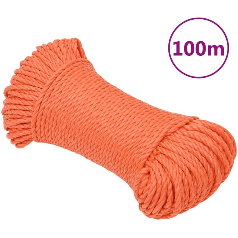 vidaXL Corde de travail Orange 3 mm 100 m Polypropylène