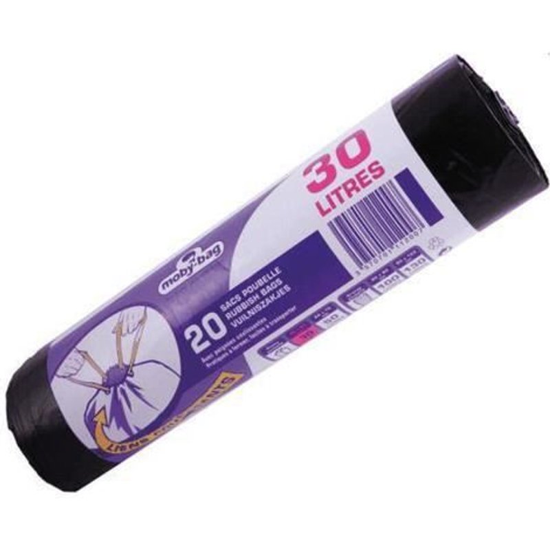 SACS POUBELLE 20 sacs x 30 L COUL. 25 MI