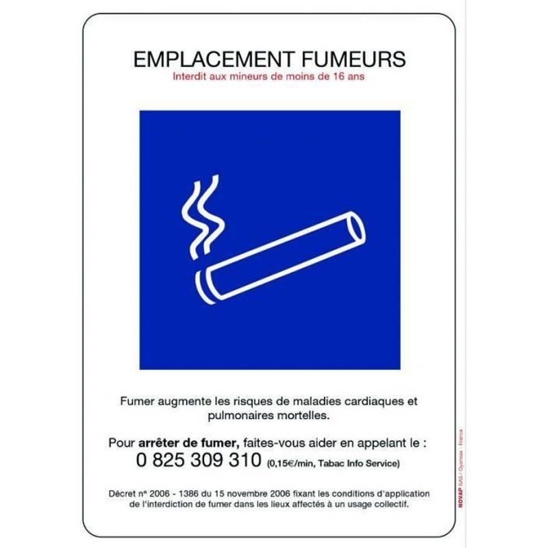 Panneau 'emplacement fumeurs' (210 x 297 - rigide)