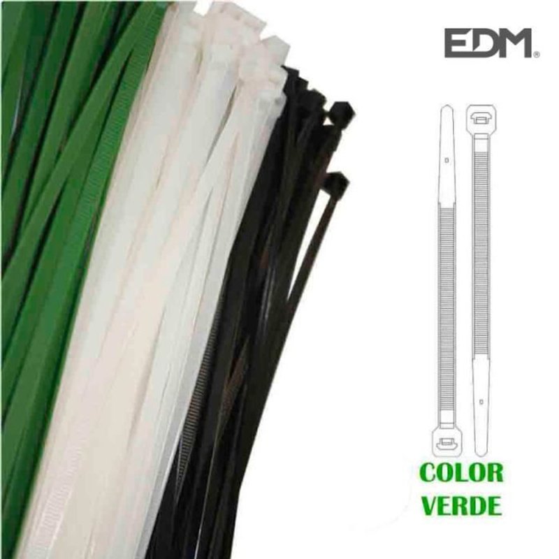 Colliers de serrage plastique vert 380x4,8 mm (sachet 100 u.)