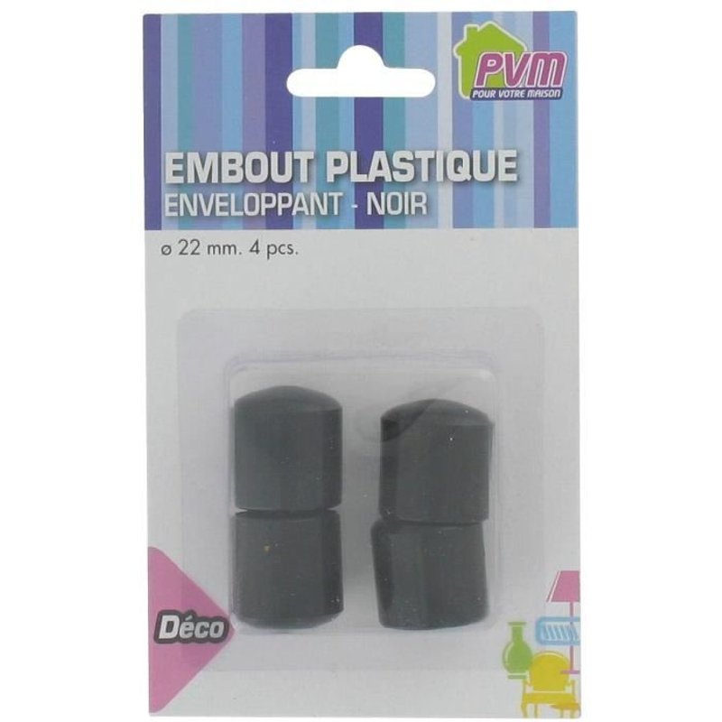 Embout enveloppant plastique noir PVM Diam.22mm x4