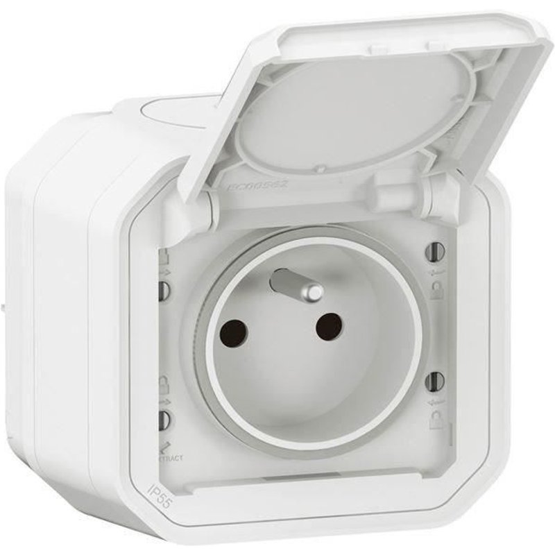 LEGRAND Prise de courant avec terre étanche avec volet Plexo - 16A 250V - Blanc