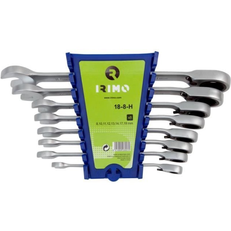 Irimo - Jeu de 8 clés mixtes à cliquet 8 à 19 mm - 18-8-H