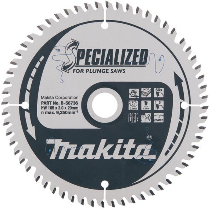 lame de scie SPECIALIZED scies plongeantes 165mmx20x60D - Makita B-56736