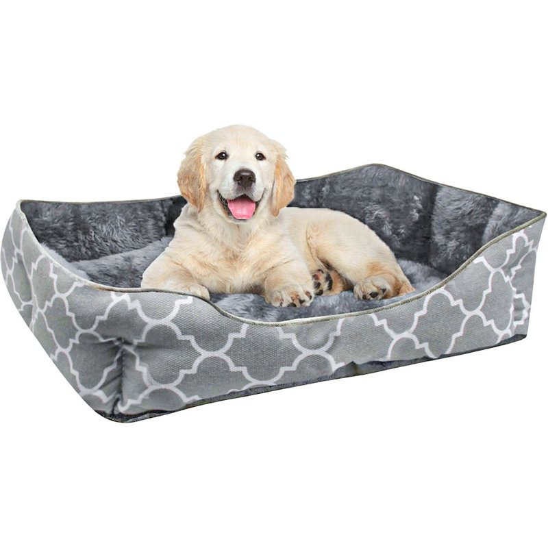 Intirilife Lit Pour Animaux De Compagnie Moelleux Avec Oreiller Intérieur Double Face En Bleu-Gris - Taille 45 X 35 Cm - Antidérapant Rond Doux De Chat Canapé De Chien Confortable Canapé