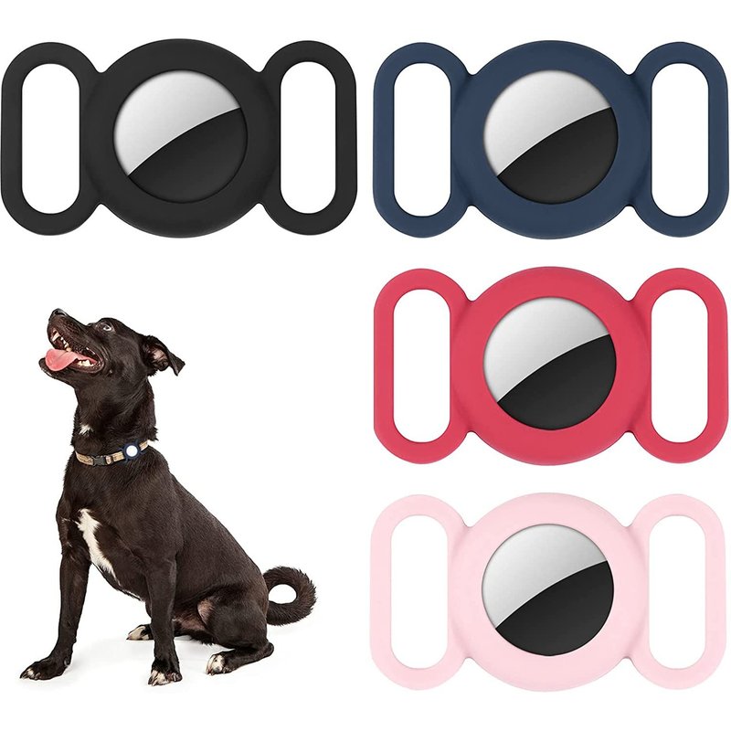 Airtag Collier Pour Chien En Silicone Pour Localisateur De Suivi Gps, Housse De Protection Compatible Avec Apple Airtag, Sécurité Et Anti-Perte, Support De Collier Pour Chien Ou Chat (4 Couleurs)