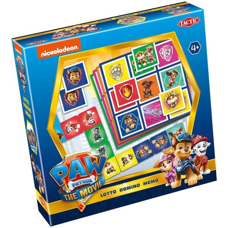 Tactic Classic Games Paw Patrol The Movie 3-In-1 : Memo - Lotto - Domino
