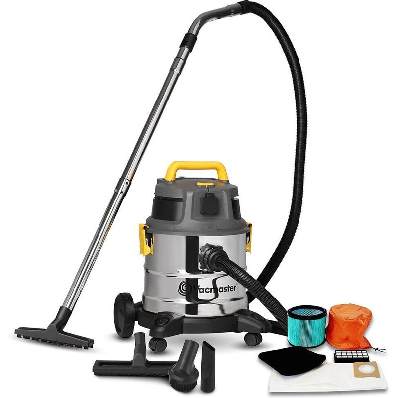 Aspirateur eau et poussières 1600W - 20L inox - 27 Kpa avec prise intégrée