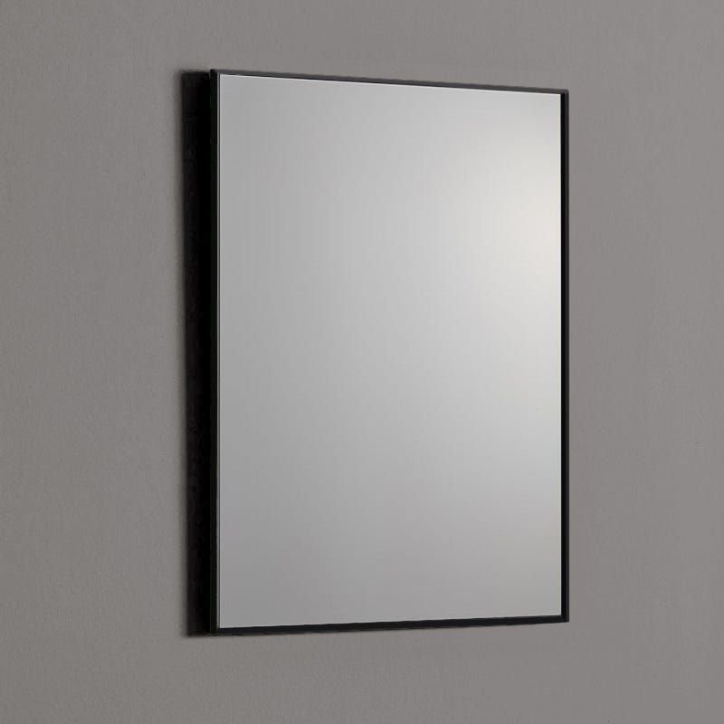 MIROIR EN FIL DE FER POLI 50X70 RÉVERSIBLE AVEC BORDURE NOIRE MATE