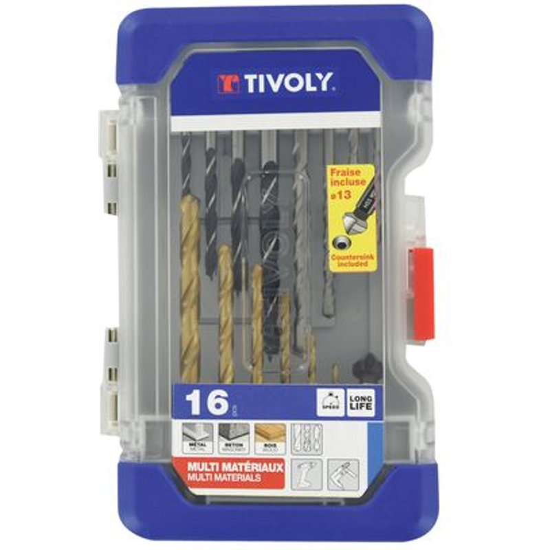 Coffret 16 forets Range assortis bois - béton - métaux - Taille unique