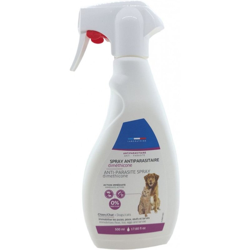 Spray Antiparasitaire Diméthicone 500 Ml, Pour Chats Et Chiens