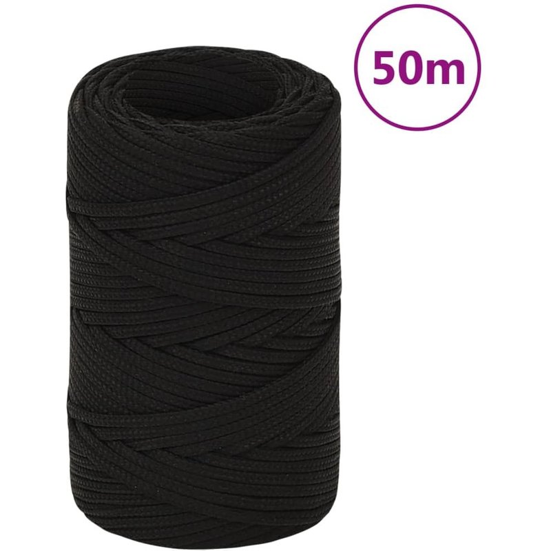 vidaXL Corde de travail Noir 2 mm 50 m Polyester