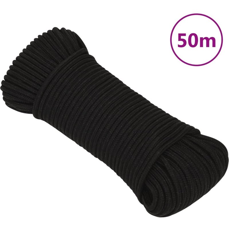 vidaXL Corde de travail Noir 4 mm 50 m Polyester