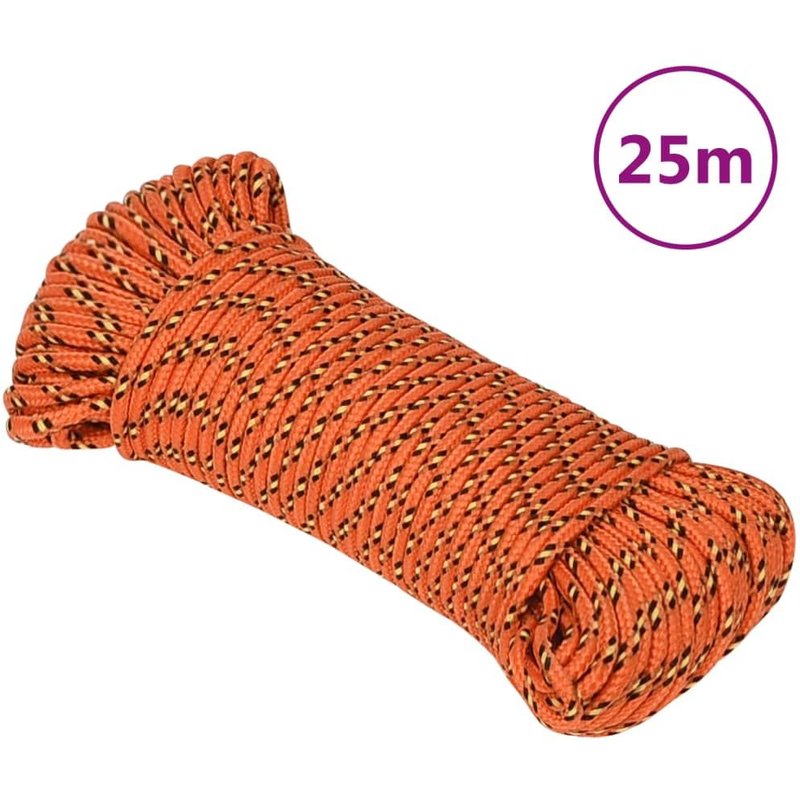 vidaXL Corde de bateau Orange 3 mm 25 m Polypropylène