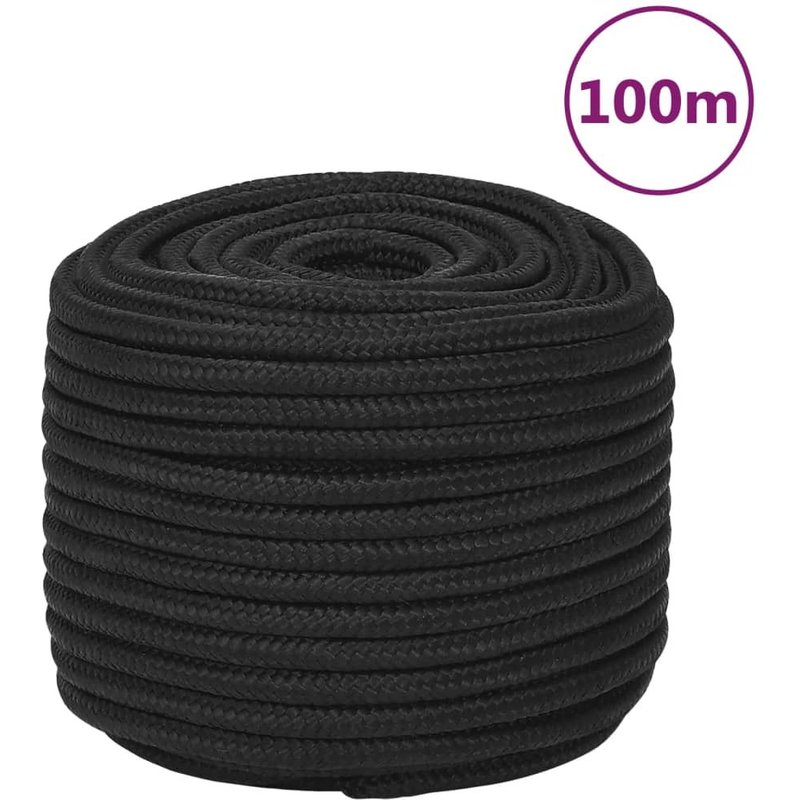 vidaXL Corde de bateau Noir complet 14 mm 100 m Polypropylène