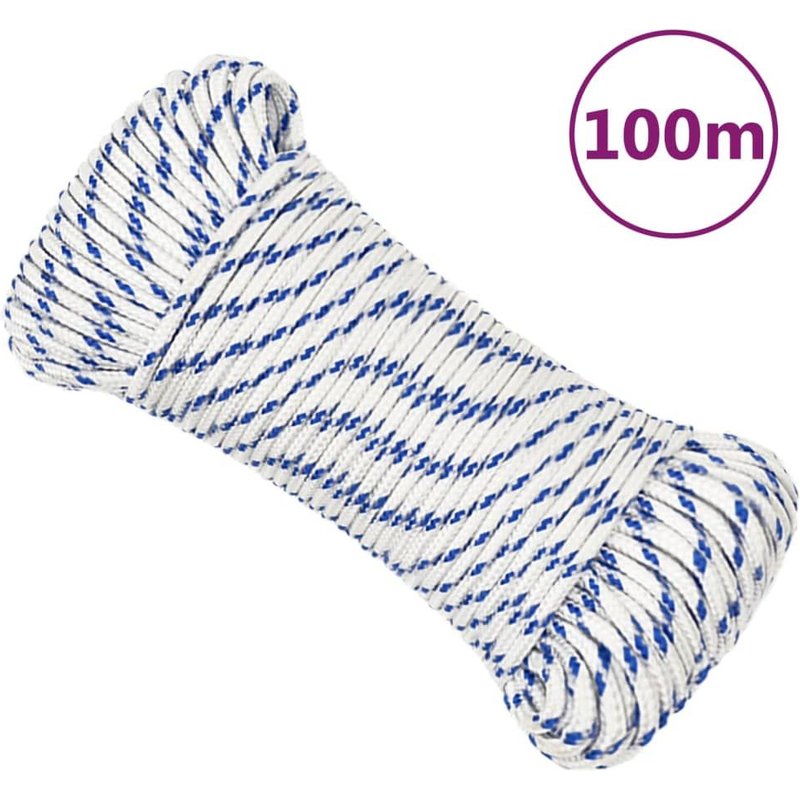 vidaXL Corde de bateau Blanc 3 mm 100 m Polypropylène