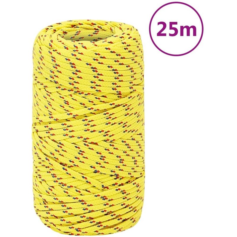 vidaXL Corde de bateau Jaune 2 mm 25 m Polypropylène