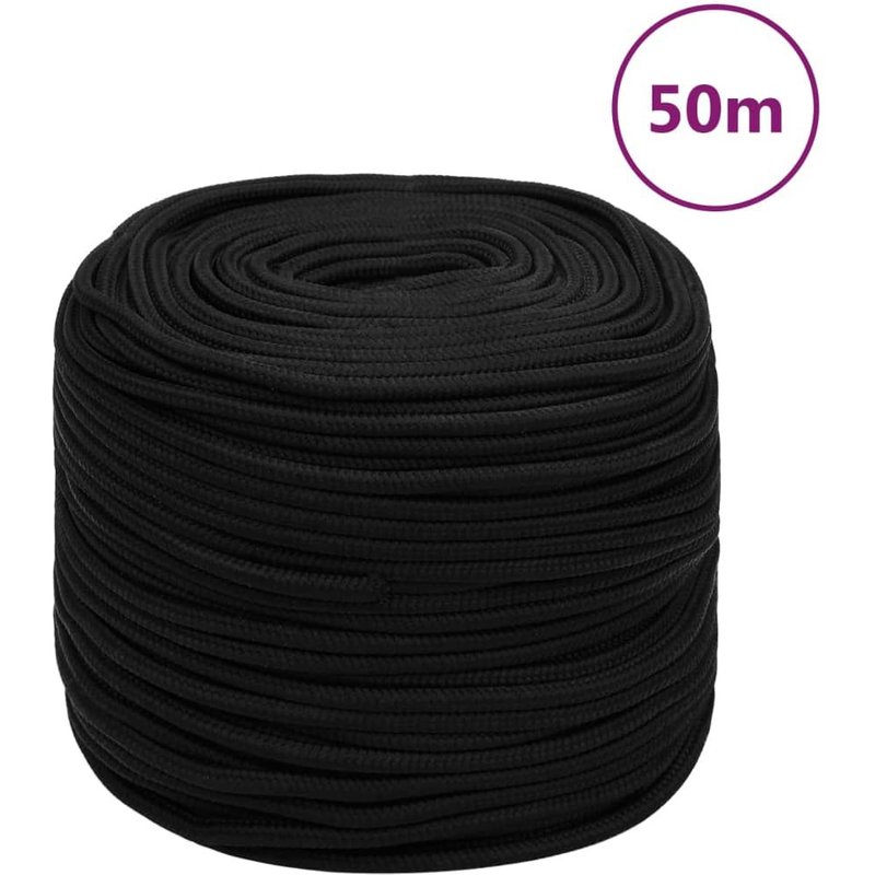 vidaXL Corde de travail Noir 8 mm 50 m Polyester