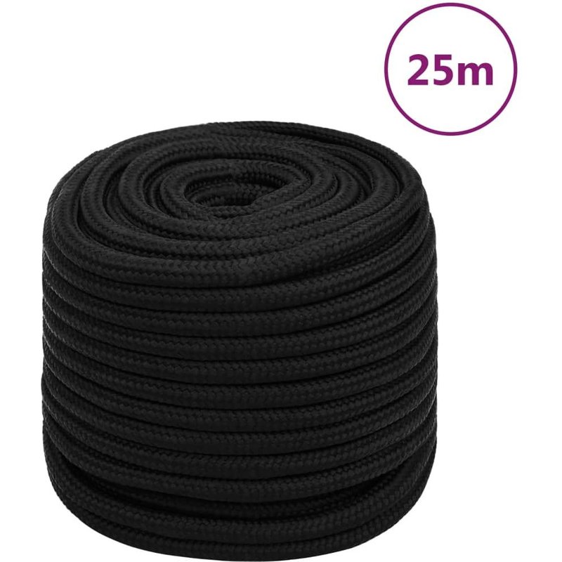 vidaXL Corde de travail Noir 18 mm 25 m Polyester