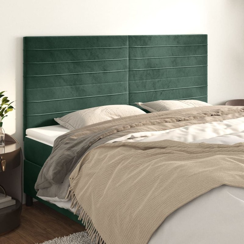 Vidaxl Têtes De Lit 4 Pcs Vert Foncé 90x5x78/88 Cm Velours