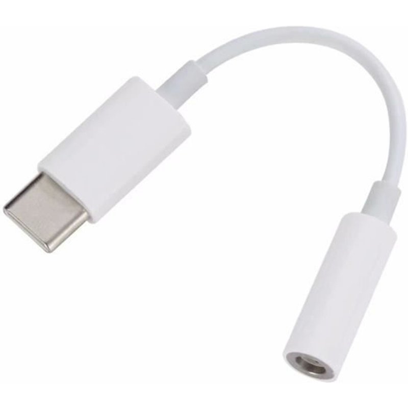 Cable Adaptateur Audio Type C mâle prise jack 3.5 mm femelle pour téléphone smartphone Couleur Blanc - Visiodirect -