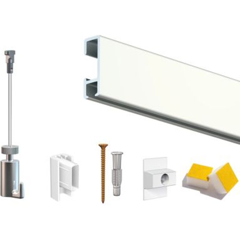 Cimaise Box Artiteq Click PREMIUM 20 mètres Blanc laqué - Kit accrochage tableau