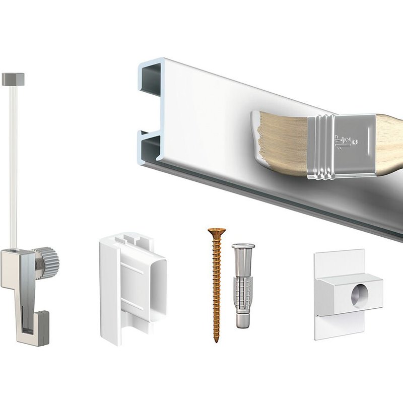 Cimaise Box Artiteq Click ÉCO 6 mètres Blanc brut à peindre - Kit accrochage tableau