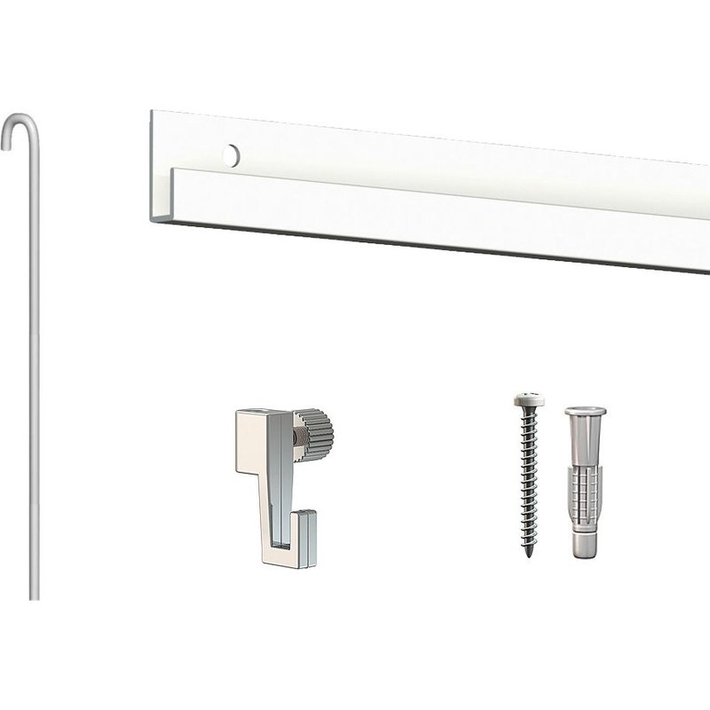 Cimaise Box Artiteq Classic ÉCO Blanc + tiges - 6 mètres - Kit accrochage tableau