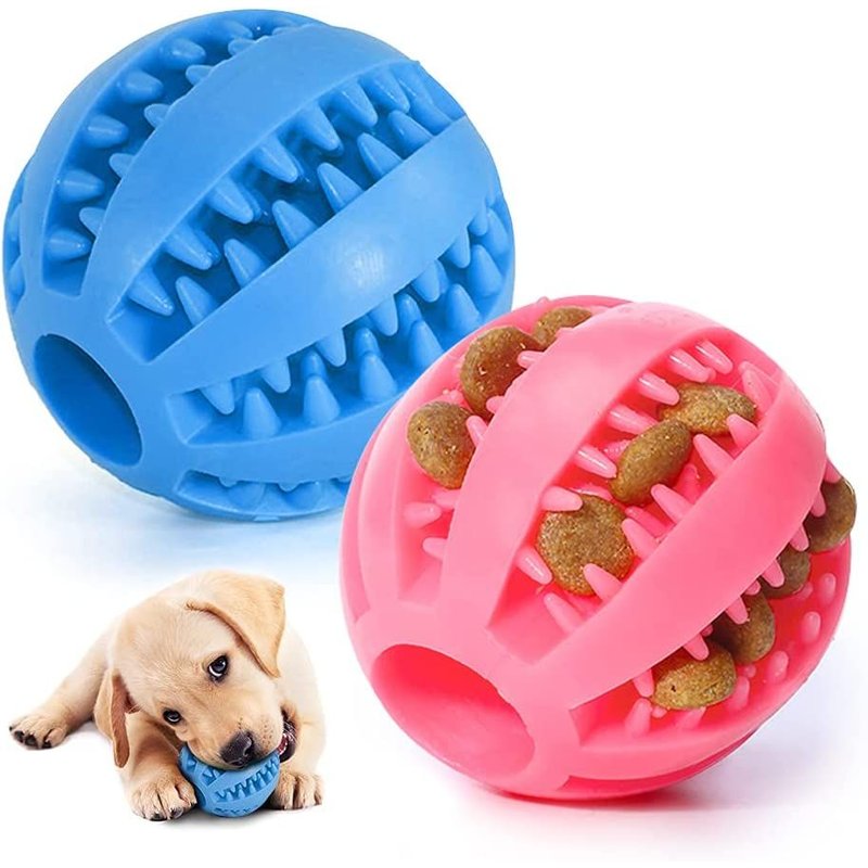 2 Jouet Chien Balles?Chien Balle À Mâcher En Caoutchouc Nettoyer Les Dents Non Toxique Résistant Aux Morsures Jouet?Balle De Jouet Interactive D'entraînement Iq Puzzle Pour Petit Moyen Chien