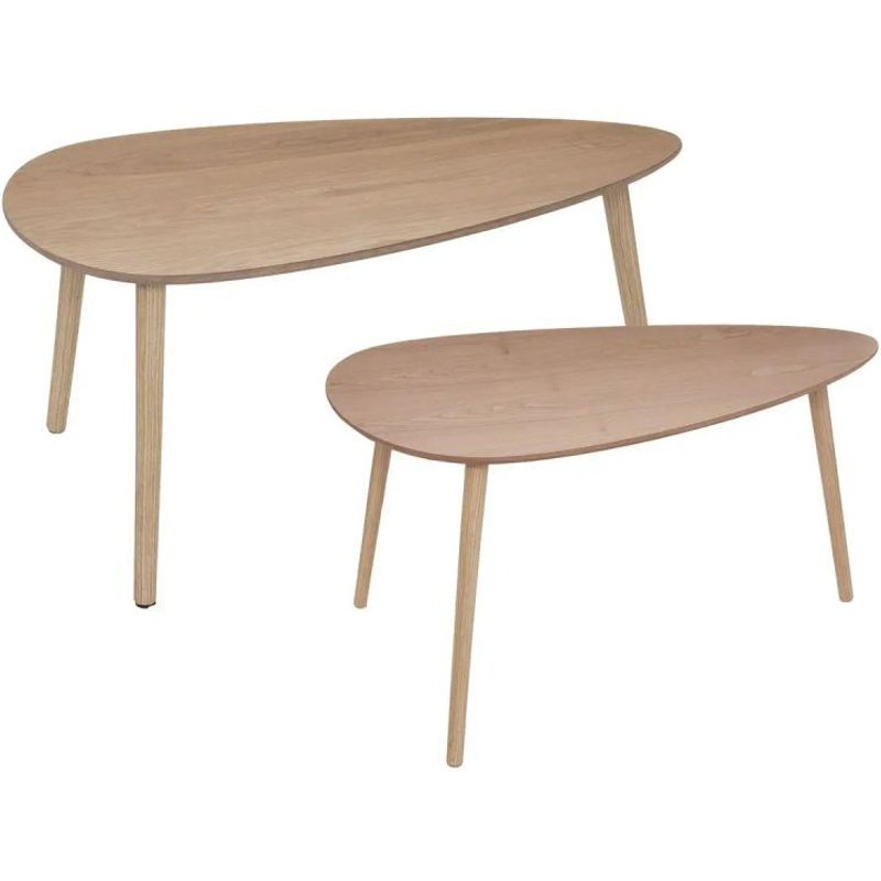 Lot De 2 Tables Basses Gigognes "Mileo" 98cm Beige