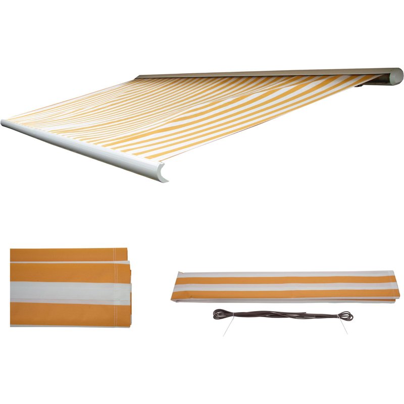 Housse de rechange pour store T122, cassette complète Housse de rechange protection solaire 4x3m Polyester jaune-blanc