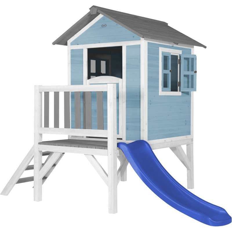 Axi Maison Enfant Beach Lodge Xl En Bleu Avec Toboggan Bleu