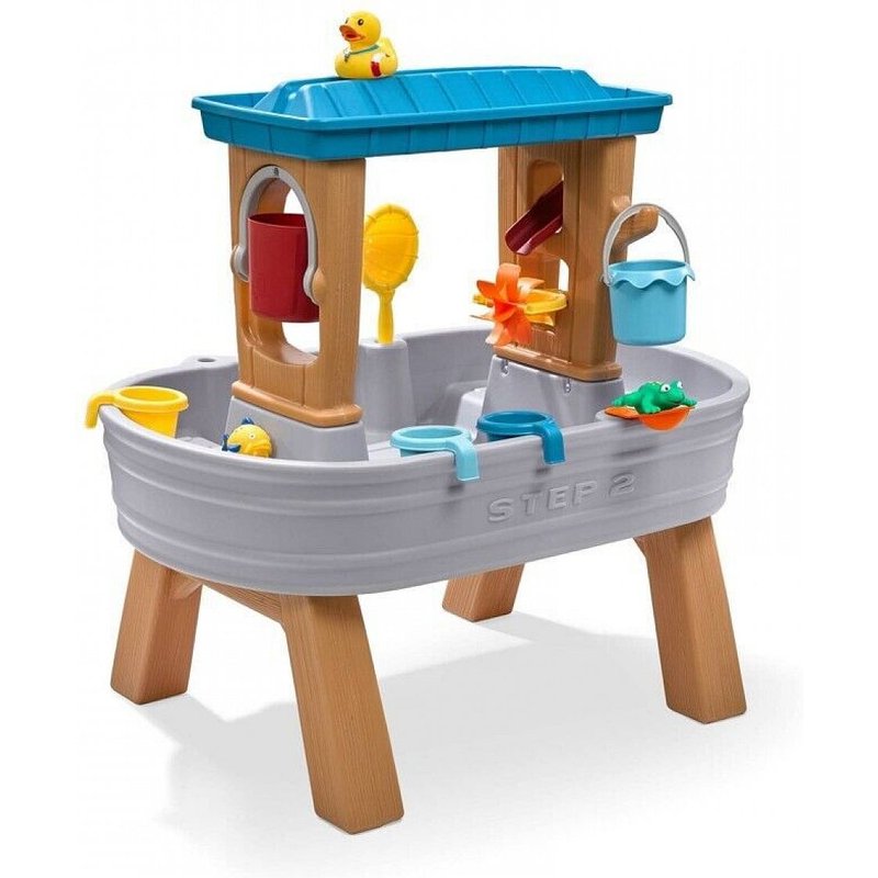 Table D'eau Avec 10 Accessoires Table De Jeu Enfant A Eau Table D'activité Pour Le Jardin En Gris & Marron - Step2 Rain Showers Splash Tub
