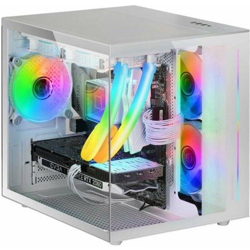 Boitier PC Mini Tour Micro ATX Mars Gaming MC-View avec panneaux vitrés - Blanc