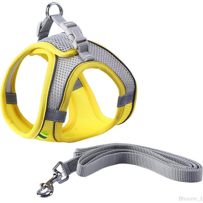Harnais Pour Chien, Animal De Compagnie Réglable Réfléchissant Avec Attaches De Laisse, Dressage De Chiens De Taille Moyenne, Jaune Xxs