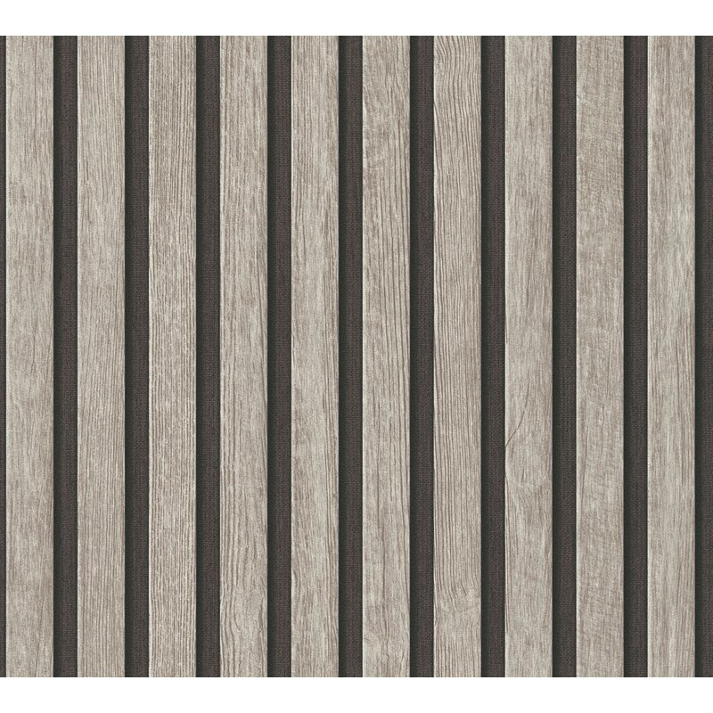Papier peint 3D aspect bois Profhome 391092-GU papier peint intissé gaufré à chaud texturé à l'aspect de bois mat gris noir 5,33 m2
