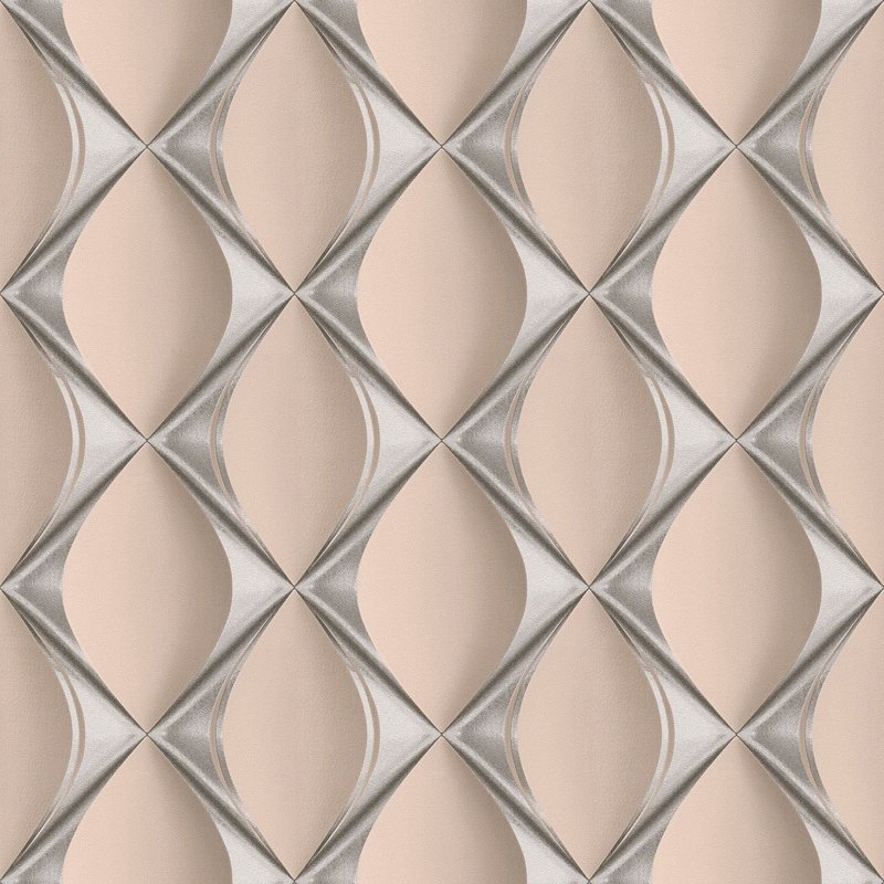 Papier peint 3D Profhome 386914-GU papier peint intissé gaufré à chaud légèrement texturé avec des figures géométriques satiné rose argent vieux rose 5,33 m2