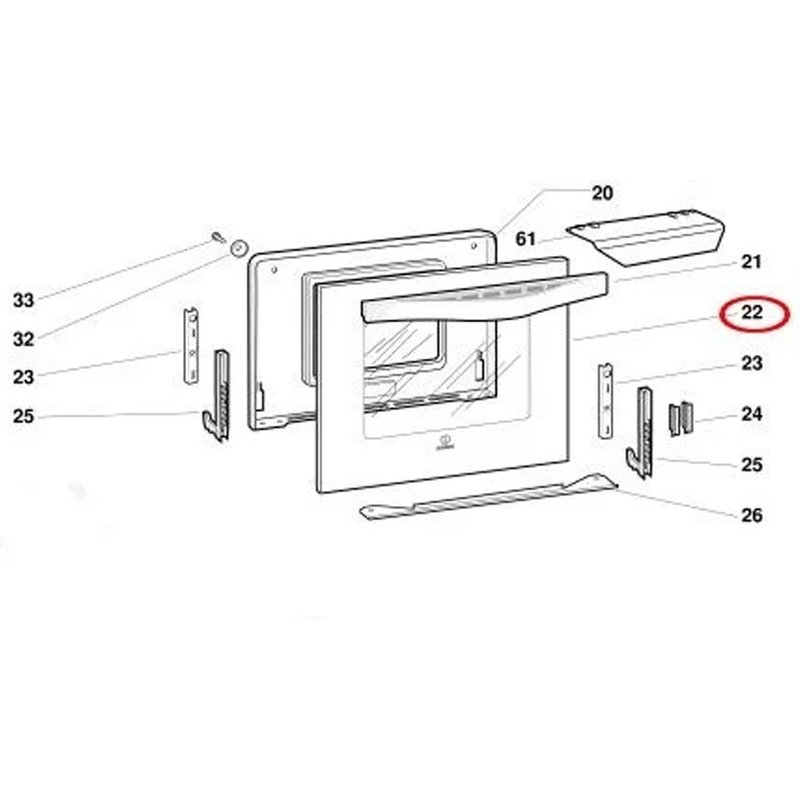 Vitre extérieure (repère 22) Four cuisinière (C00143446 482000081991 INDESIT)
