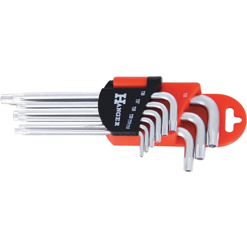 Jeu de 9 clés mùles étoile percée chromées - HANGER - 250110