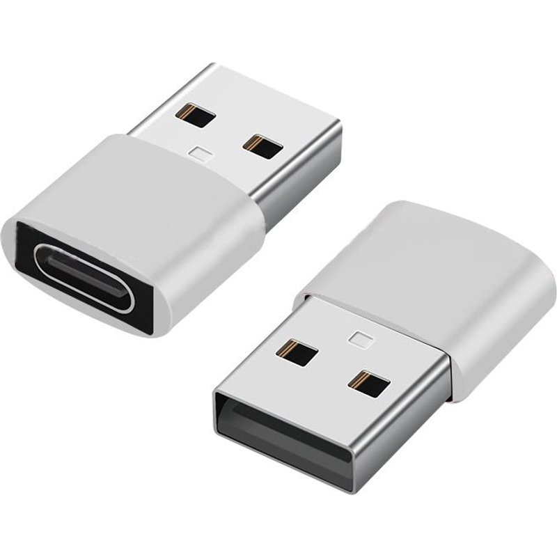 Lot de 2 adaptateurs USB-C vers USB pour le transfert de données et le chargement Argent