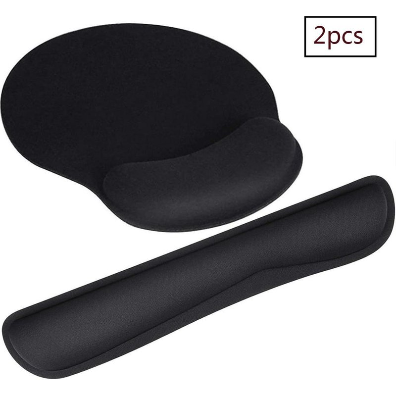 Tapis de Souris, Tapis de Souris Ergonomiques pour PC, Ensemble de Support de Poignet de Clavier de Souris de Repose-Poignet, Tapis de Souris de Jeu de Problème de Gaine Anti-Tendon, Noir