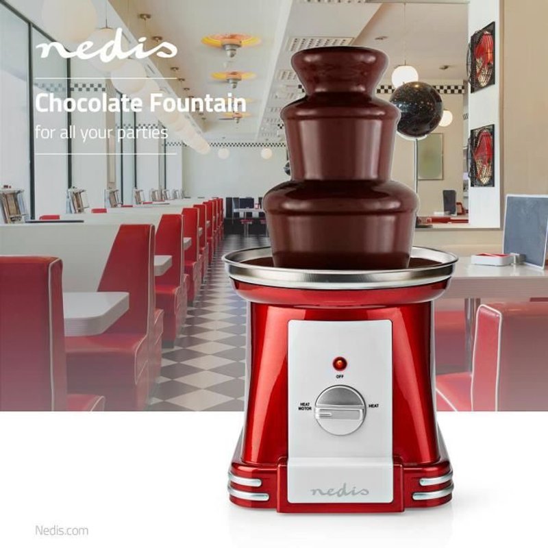 Fontaine à Chocolat - Nedis - Cascade 3 étages - 90 W - Rouge/Blanc