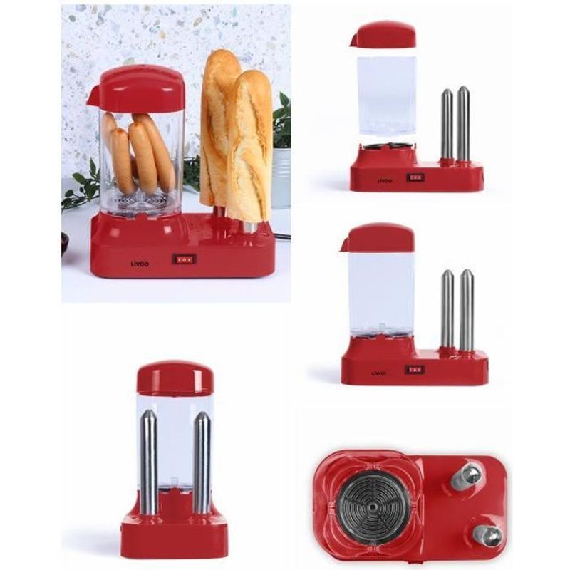 Machine Ă hot dog rouge Electrique Cuisson vapeur 340 W