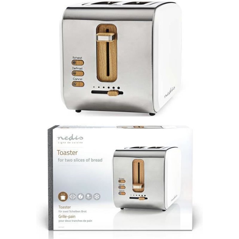 Grille pain Série Soft Touch 2 Emplacements Thermostat réglable: 6 Fonction de dégivrage Blanc