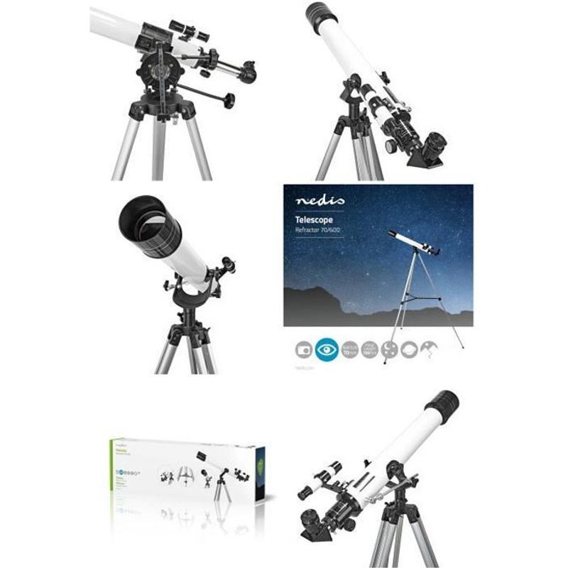 Télescope Lunette astronomique Tripode Ouvert 70 mm Long focale 700 mm Finderscope: 5 x 24 Haut de travail max 125