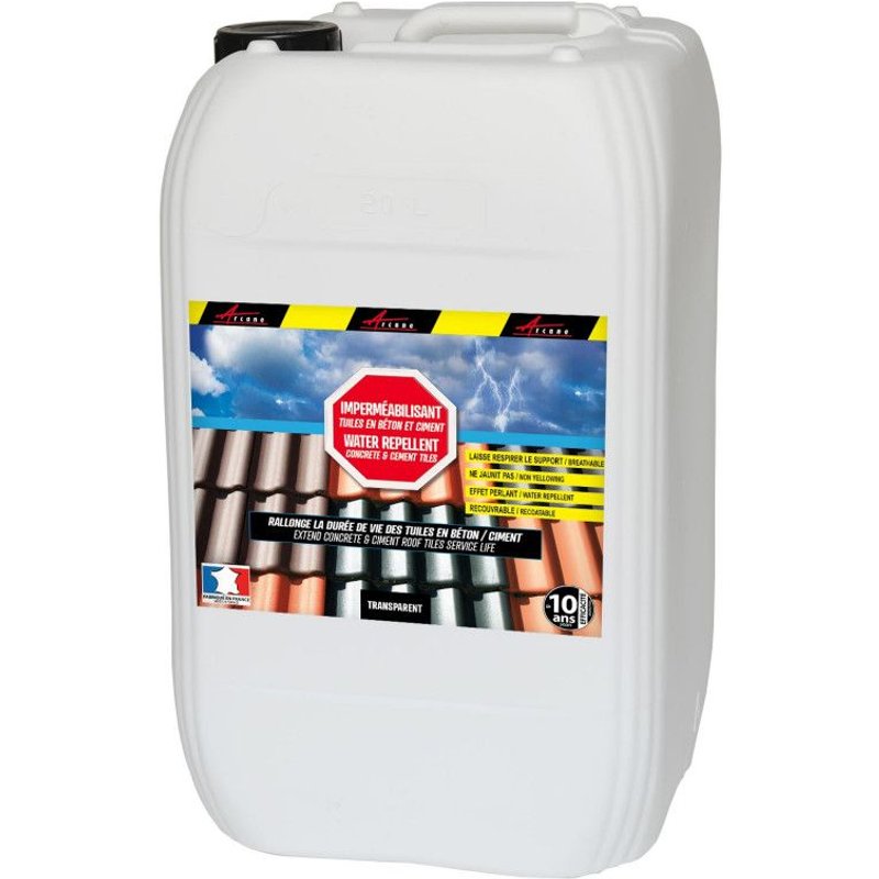 Imperméabilisant pour tuiles en béton et ciment hydrofuge incolore toiture poreuse IMPERTUILE BETON 20 L (jusqu a 100m²)
