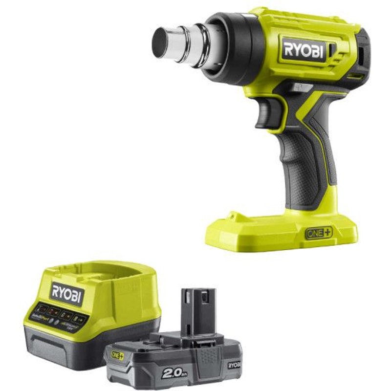 Pack RYOBI Pistolet Ă air chaud 18V R18HG-0 - 1 batterie 2.0Ah - 1 chargeur rapide RC18120-120