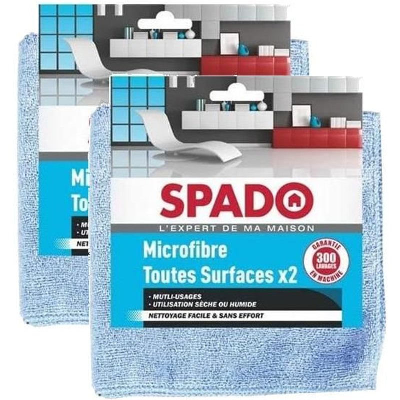 Spado Lot de 2 Lots de 2 Chiffons Microfibress Toutes Surfaces