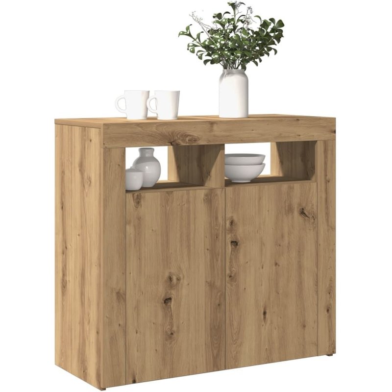 Vidaxl Buffet Avec Lumières Led Chêne Artisanal Bois D'ingénierie